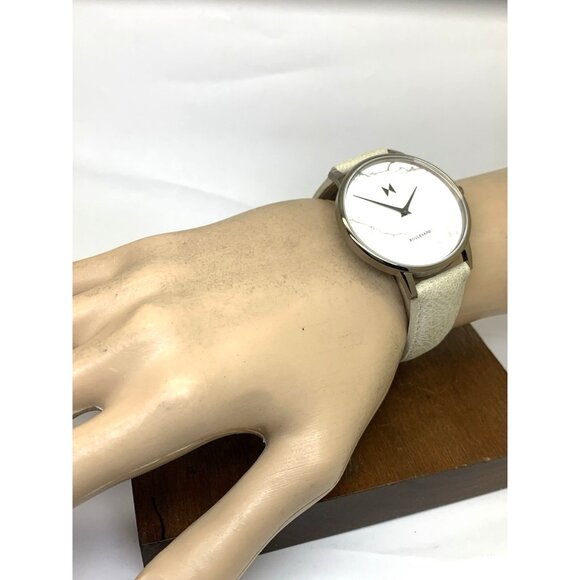 MVMT Women\'s Watch QMB01-Tima Quartz White Gray Marble Dial Leather Band 38mm main image 4